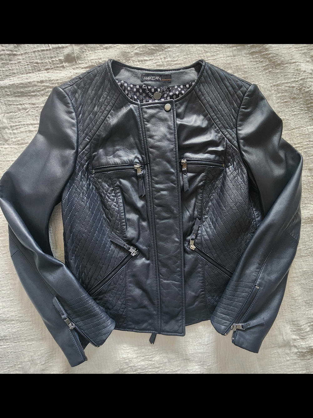Marc Cain Navy-Black Leather Jacket